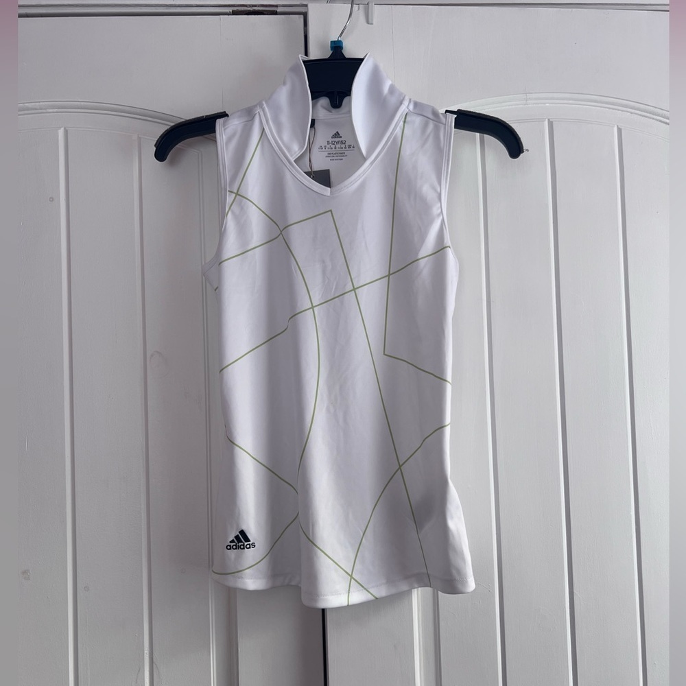 Adidas Girls Sleeveless Golf Polo Pulse Lime White Size Medium NWT